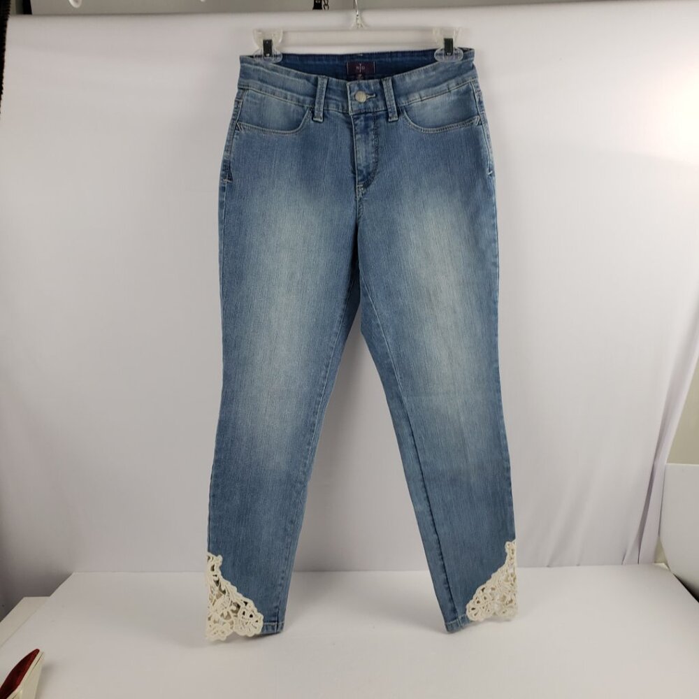 NYDJ 2P Lift Tuck Crochet Insert All Over Stretch Womens Doilie Ankle Jeans Pant